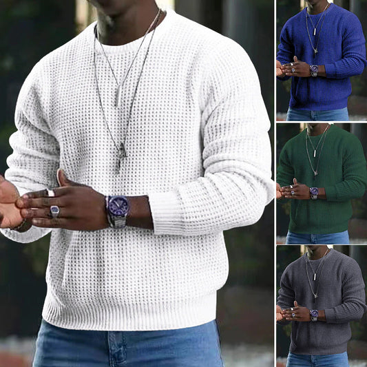 🎁JMIERR Men’s crew-neck jumpers – soft, relaxed jumpers, classic long-sleeved jumpers with ribbed hems