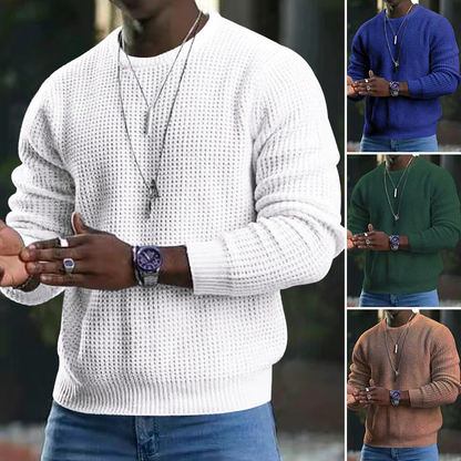 🎁JMIERR Men’s crew-neck jumpers – soft, relaxed jumpers, classic long-sleeved jumpers with ribbed hems