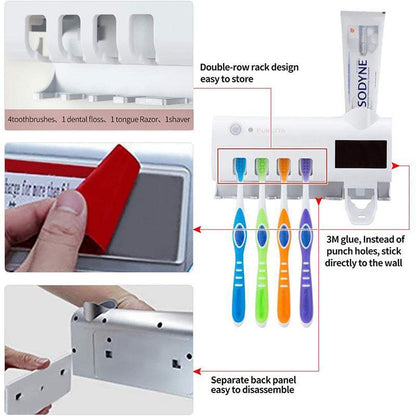 ✨ Wall-Mounted UV Toothbrush Sanitizer – 360° Sterilization, Human Induction & No-Drill Wireless Design – Cleaner Brushes, Fresher Bathroom