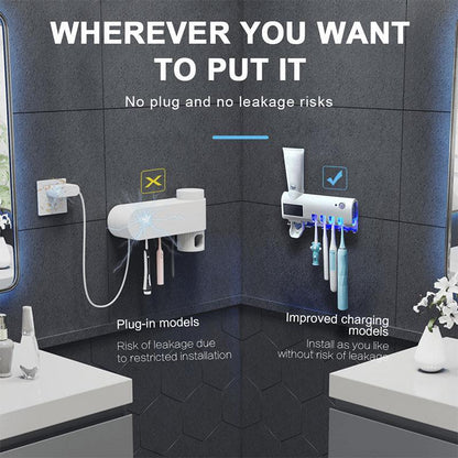 ✨ Wall-Mounted UV Toothbrush Sanitizer – 360° Sterilization, Human Induction & No-Drill Wireless Design – Cleaner Brushes, Fresher Bathroom