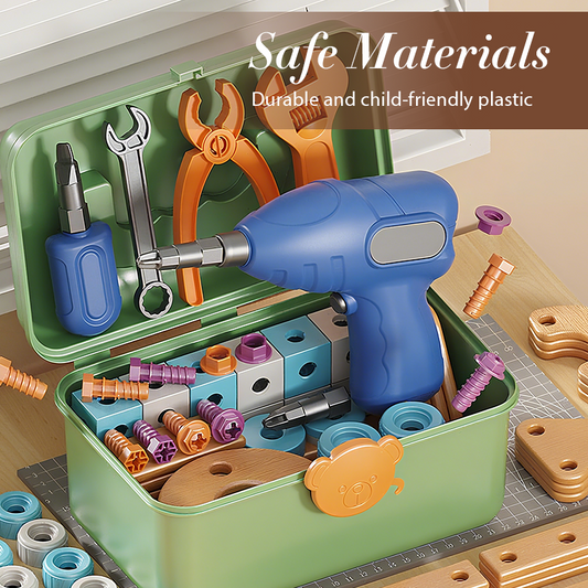 🔧🧒 Children's Educational DIY Tool Kit – STEM building set with electric drill, 124+ pcs & storage box. Encourages creativity, logic & fine motor skills – perfect for little builders! 🛠️✨
