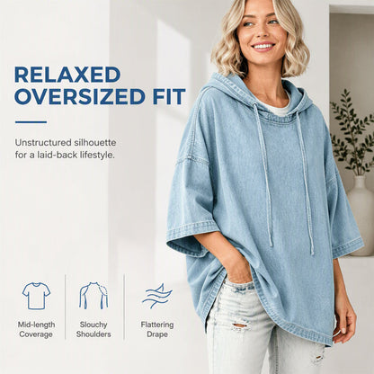 Women's Casual Loose Denim Hoodie