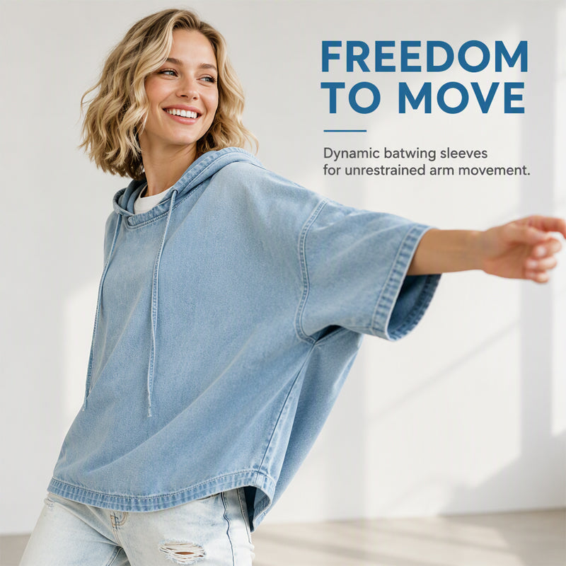 Women's Casual Loose Denim Hoodie