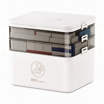 Large Plastic Medicine Storage Box with Multi-Layer Divided Compartments Portable Family Emergency First Aid Organizer Box💊📦