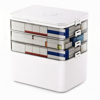 Large Plastic Medicine Storage Box with Multi-Layer Divided Compartments Portable Family Emergency First Aid Organizer Box💊📦