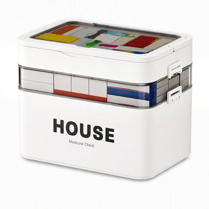 Large Plastic Medicine Storage Box with Multi-Layer Divided Compartments Portable Family Emergency First Aid Organizer Box💊📦