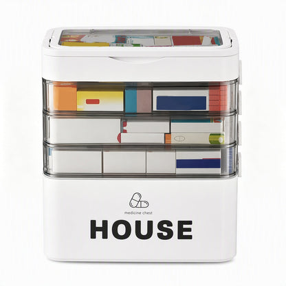 Large Plastic Medicine Storage Box with Multi-Layer Divided Compartments Portable Family Emergency First Aid Organizer Box💊📦