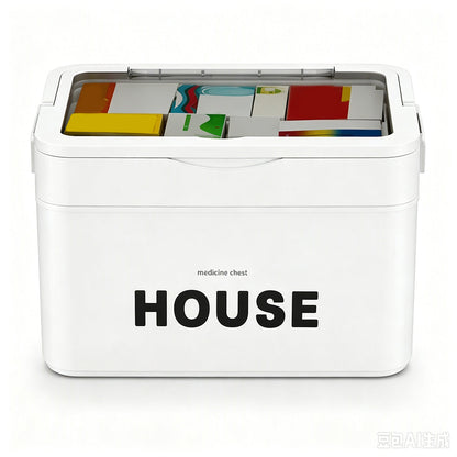 Large Plastic Medicine Storage Box with Multi-Layer Divided Compartments Portable Family Emergency First Aid Organizer Box💊📦