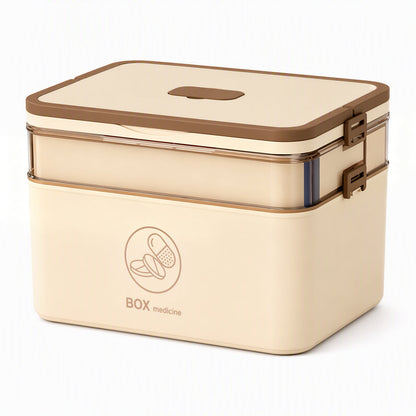 Large Plastic Medicine Storage Box with Multi-Layer Divided Compartments Portable Family Emergency First Aid Organizer Box💊📦