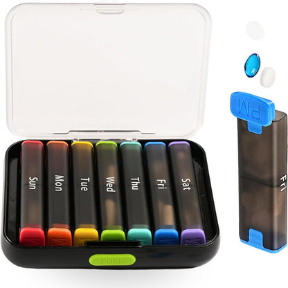 🧳💊 7-Day Detachable Pill Organizer – Color Coded, Portable, Light Resistant ✨