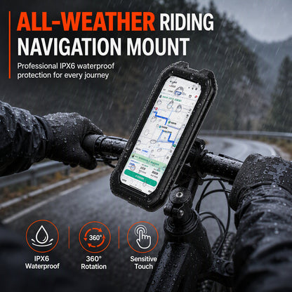🚴 📱 Waterproof Bike Phone Mount – IPX6, Touch Screen & 360° Rotation – Secure Handlebar Navigation for Motorcycle & Bicycle 🌧️